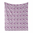 thumbnail image 1 of Butterfly Soft Flannel Fleece Blanket, Flora and Fauna Image with Contrast Colors Hand Drawn Natural Pattern Vintage, Cozy Plush for Indoor and Outdoor Use, 50" x 60", Purple White, by Ambesonne, 1 of 6