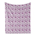 thumbnail image 1 of Butterfly Soft Flannel Fleece Blanket, Flora and Fauna Image with Contrast Colors Hand Drawn Natural Pattern Vintage, Cozy Plush for Indoor and Outdoor Use, 70" x 90", Purple White, by Ambesonne, 1 of 5