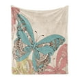 thumbnail image 1 of Butterfly Soft Flannel Fleece Blanket, Intricate Sketch of Gracious Insects of Spring Nature Ethnic Print, Cozy Plush for Indoor and Outdoor Use, 50" x 70", Champagne and Multicolor, by Ambesonne, 1 of 5