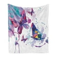 thumbnail image 1 of Butterfly Soft Flannel Fleece Blanket, Watercolors Print of Butterfly Sign of the Soul Power Female Art Modern Display, Cozy Plush for Indoor and Outdoor Use, 70" x 90", Multicolor, by Ambesonne, 1 of 5