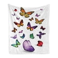 thumbnail image 1 of Butterfly Soft Flannel Fleece Throw Blanket, Arrangement of Different Colored Flying Butterflies Independent Animal, Cozy Plush for Indoor and Outdoor Use, 70" x 90", Multicolor, by Ambesonne, 1 of 5