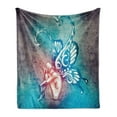 thumbnail image 1 of Butterfly Soft Flannel Fleece Throw Blanket, Fairy with Butterfly Wings Renewal Female Rebirth Psyche Lightness of Being, Cozy Plush for Indoor and Outdoor Use, 50" x 60", Blue Purple, by Ambesonne, 1 of 6