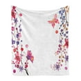 thumbnail image 1 of Butterfly Soft Flannel Fleece Throw Blanket, Floral Art with Butterfly Magic of Believing Hope Exotic Healing Power, Cozy Plush for Indoor and Outdoor Use, 50" x 70", Pink Purple White, by Ambesonne, 1 of 6