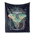 thumbnail image 1 of Butterfly Soft Flannel Fleece Throw Blanket, Flower Sketch Gradient Tones Along Geometric Ornaments Pattern, Cozy Plush for Indoor and Outdoor Use, 50" x 70", Dark Blue and Multicolor, by Ambesonne, 1 of 5