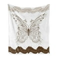 thumbnail image 1 of Butterfly Soft Flannel Fleece Throw Blanket, Insect Artwork Swirled Wings Vintage Modern Ornate Fashion Style Print, Cozy Plush for Indoor and Outdoor Use, 70" x 90", White Brown Grey, by Ambesonne, 1 of 5