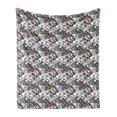 thumbnail image 1 of Butterfly Soft Flannel Fleece Throw Blanket, Monarch Butterflies on Hand Drawn Flowers Nostalgic Retro Style Pattern, Cozy Plush for Indoor and Outdoor Use, 50" x 70", Multicolor, by Ambesonne, 1 of 6