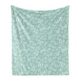 thumbnail image 1 of Butterfly Soft Flannel Fleece Throw Blanket, Monochrome Style of Various Flying Insects Botanical Elements, Cozy Plush for Indoor and Outdoor Use, 50" x 60", Pale Seafoam and White, by Ambesonne, 1 of 5