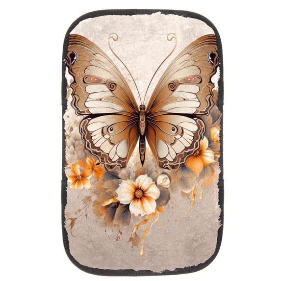 Butterfly Soft Furry Printed Car Armrest Mat 12.5x8.2 Inch - Comfortable Armrest Cover & Accessories