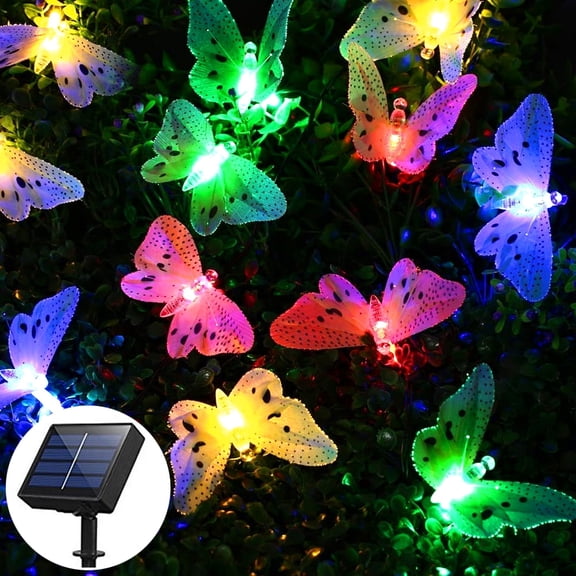 Butterfly Solar String Lights Outdoor Waterproof Decorative Patio Garden Wedding (12led )