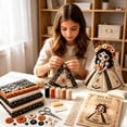 thumbnail image 1 of Butterfly Soul Patchwork Doll DIY Sewing Kit, Sugar Skull Cloth Doll Making Supplies with Fabrics & Accessories, Handcraft Starter Set for Halloween Art Craft Gift 7.87in, 1 of 4