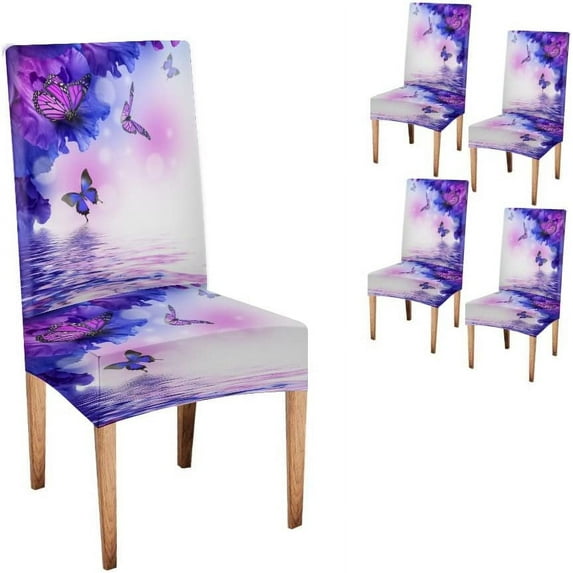 Butterfly Spandex Chair Covers for Dining Room Set of 4 Removable Chair Cover Washable Protector Stretch Chair Cover for Dining Room,Living Room,Party Banquet Wedding Event Hotel