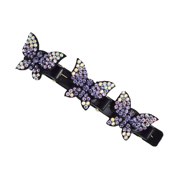 Butterfly Sparkling Crystal Stone Braided Hair Clips, 2025 Butterfly Hair Clips with Sparkling Crystal Stones, Sparkling Crystal Stone Braided Hair Clips
