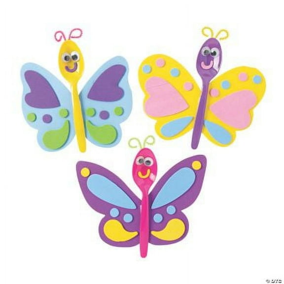 Butterfly Spoon Craft Kit, Craft Kits, Misc Home Decor Craft Kits, Home Decor Craft Kits, Spring, 12 Pieces, Multicolor