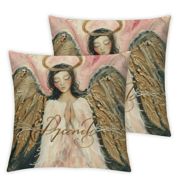 Butterfly Spring Summer Decorative Throw Pillow Covers , Peace Angel Feather Wings Pink Porch Patio Outdoor Pillowcase, Hope Faith Easter Seasonal Cushion Case Home Decor