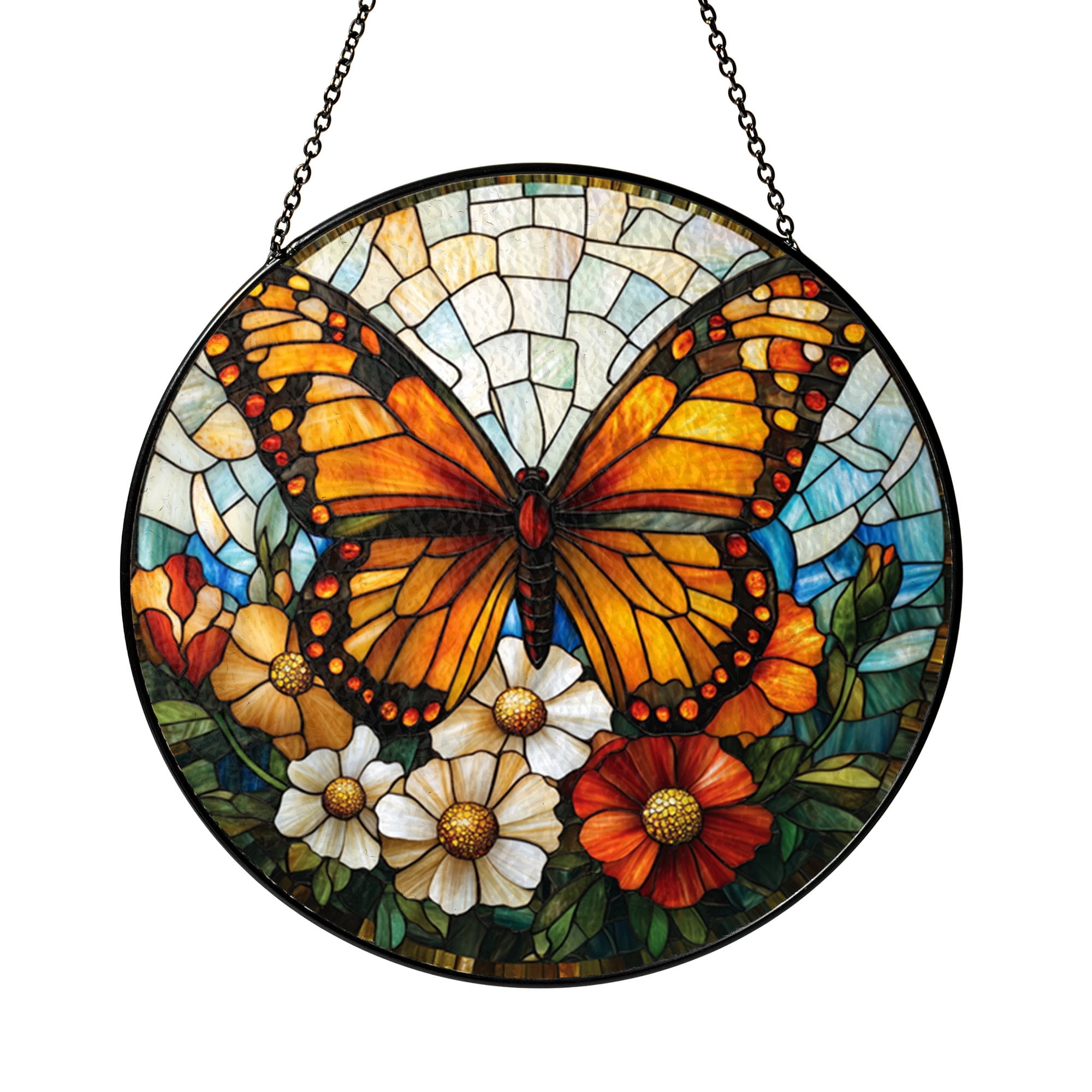 Butterfly Stained Glass Style Window Hanging, Hand Painted Look ...