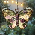 thumbnail image 1 of Butterfly Stained Glass Suncatcher, Rose Flower Window Hanging, Garden Nature Decor, Gift for Her, Spring Summer Suncatcher, 1 of 7
