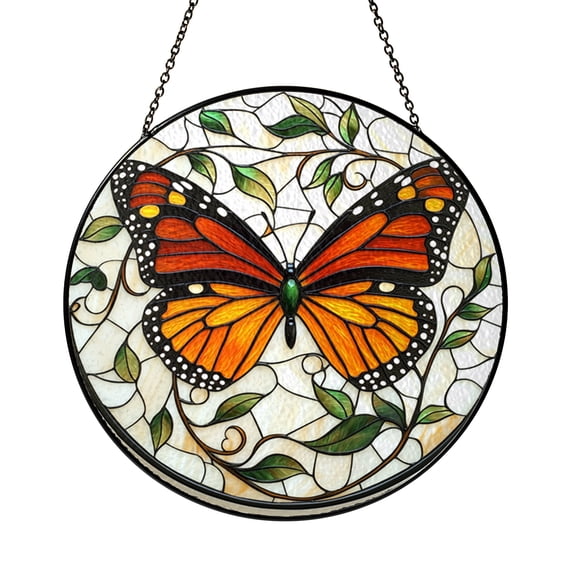 Butterfly Stained Glass Suncatcher Window Decor Monarch Style Insect Nature Inspired Hanging Glass Art for Home