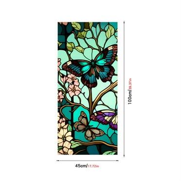 Stained Glass Window Privacy Film - Static Cling Decorative Film, UV & Heat Blocking, 17.7" X 39.3" For Bedroom, Bathroom, Kitchen