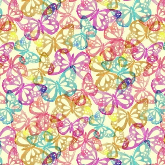Butterfly Stamps Cotton Fabric (1 yard)