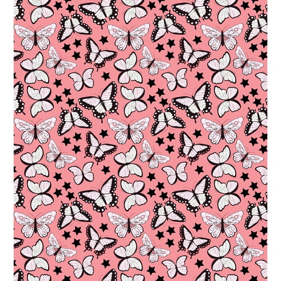 TNCT Butterfly & Stars Pink, Black & White Pattern Edible Image Chocolate Transfer Sheet, Multicolor