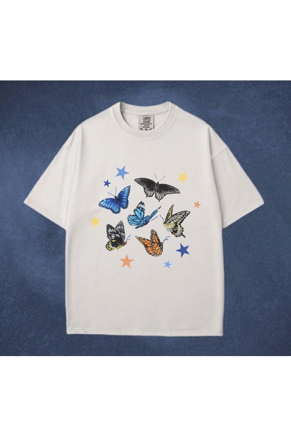 Butterfly Stars TShirt Cute Aesthetic Whimsical Bug Shirt Grunge Y2K Tee Cool Retro TShirt
