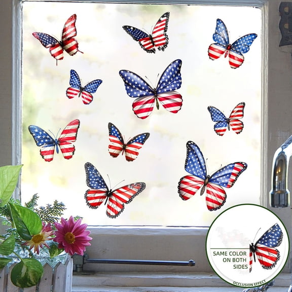 Butterfly Sticker American Flag Pattern Patriotic USA Stars and Stripes Vinyl Decal for Cars Trucks Windows Bumpers Auto Accessory