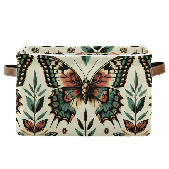 Butterfly Storage Bins with Handle Fabric Organizer Basket Foldable Box 1 Pack 14.2x10.2x8.3