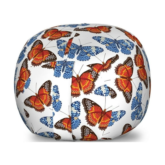Butterfly Storage Toy Bag Chair, Detailed Drawing of Colorful Butterflies Pattern Winged Insect, Stuffed Animal Organizer Washable Bag, Small Size, Multicolor, by Ambesonne