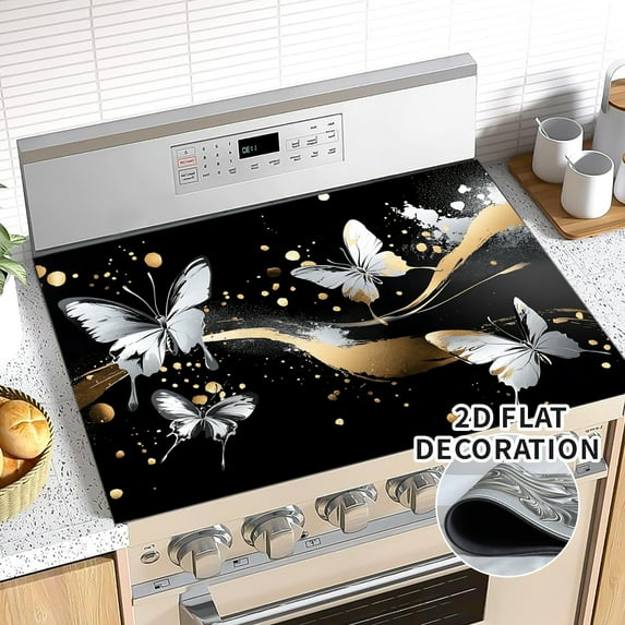 Butterfly Stove Top Cover for Electric Stove (28"x20") - Ceramic Glass Cooktop Protector, Heat Resistant Range Cover, Multipurpose Dish Drying Mat for Kitchen