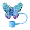 thumbnail image 1 of Butterfly Straw Toppers, Dust-Proof Straw Covers Compatible with Cups 30&40 Oz Tumbler with Handle, Reusable Silicone Drinking Tips Accessories,Blue,1PC, 1 of 2