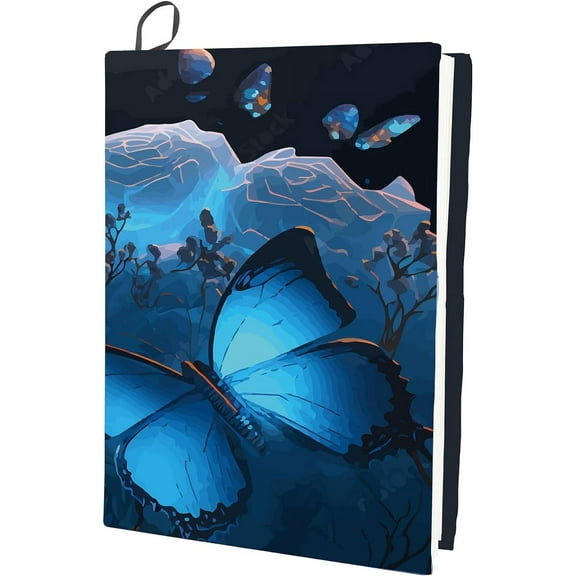Butterfly Stretchable Book Cover Rose Washable Reusable Large Nylon Book Protector Elastic Notebook Wraps Suitable for Most Hardcover Books Classroom Students for DIY Butterfly
