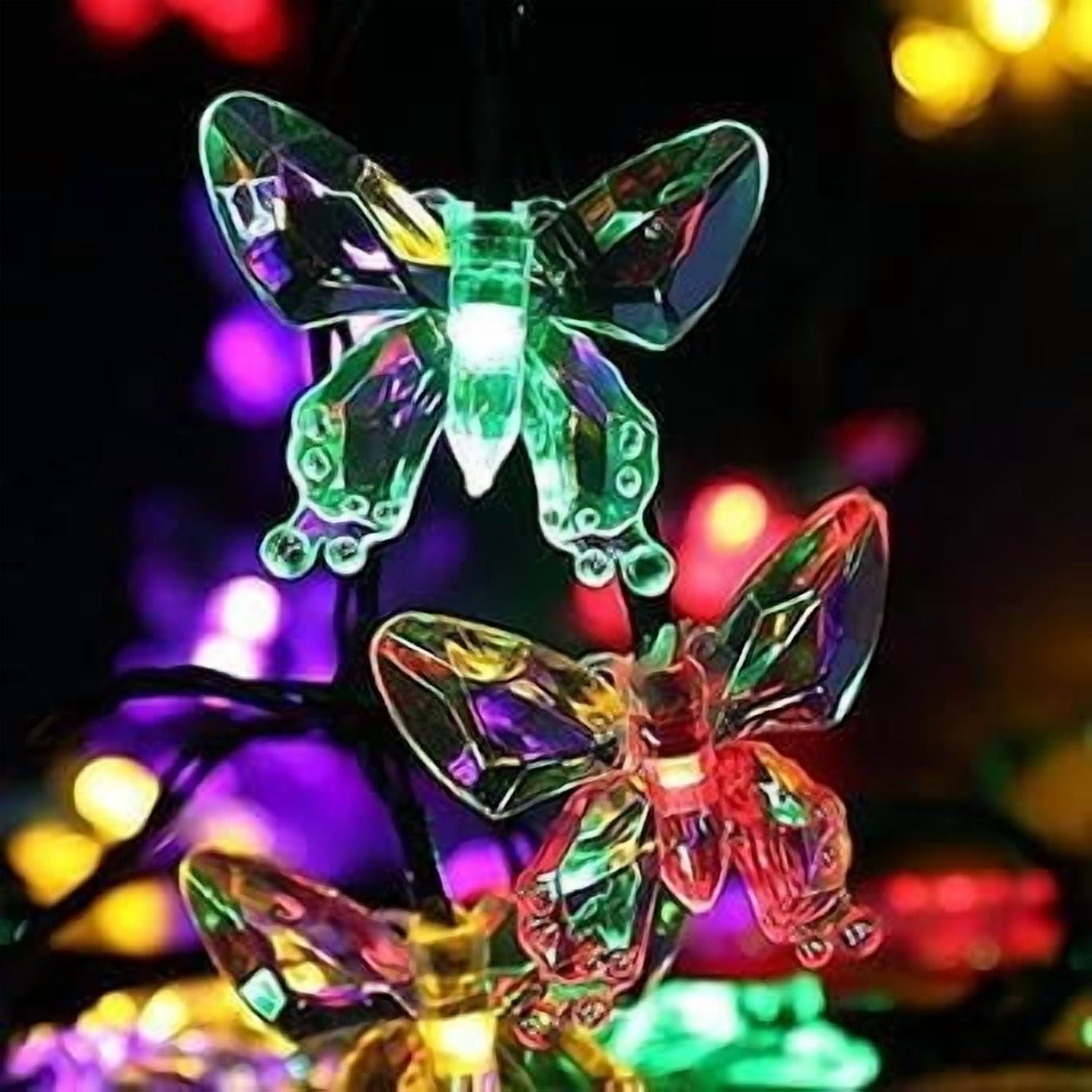 Butterfly String Lights, 5m 20LED Outdoor Solar Powered String Light 8Mode Indoor for Garden Home Wedding Party Christmas Lighting Decoration