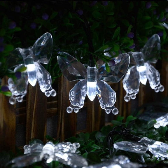 Butterfly String Lights, 7M 50LED Solar Butterfly String Lights Outdoor Garden Solar String Lights Waterproof