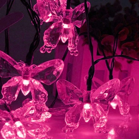 Butterfly String Lights, 7M 50LED Solar Butterfly String Lights Outdoor Garden Solar String Lights Waterproof