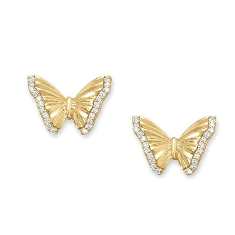 Butterfly Stud Earrings with Sparkling Cubic Zirconia Sterling Silver Butterfly Stud Earrings with Sparkling Cubic Zirconia Sterling Silver