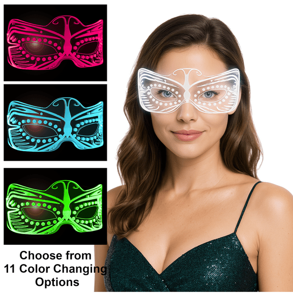 Butterfly Style Color Changing LED Masquerade Mask Light Up Luminous Visor Glasses