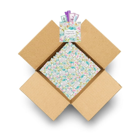 Butterfly Style Menstrual Kit All-in-One 100 Pack | Convenience on The Go | Period Kit Pack for Travelling, Tweens & Teenagers or just When Youre Out | Individually Wrapped Feminine Hygiene Product