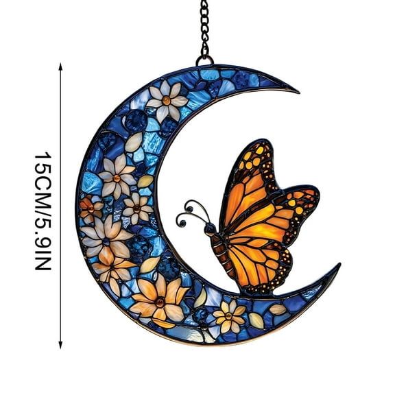 Butterfly Suncatcher Stained Glass Style Window Decor Vibrant Flutter Hanging Ornament Garden Prism Decoration Gift 6 Inch