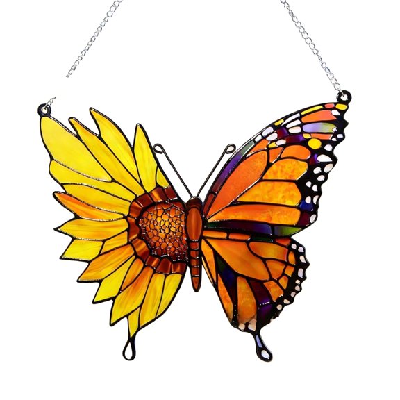 Butterfly Suncatchers Glass Window Panel Stained Glass Window Hanging Decors