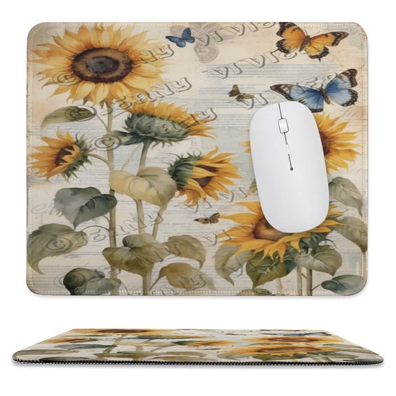 Butterfly And Sunflower Gaming Mouse Pad Custom, Mouse Pads for Wireless Mouse Desk Accessories,Small Mouse Pads for Desk,Stitched Edge Mousepad with Non-Slip Rubber Base 10"x12"