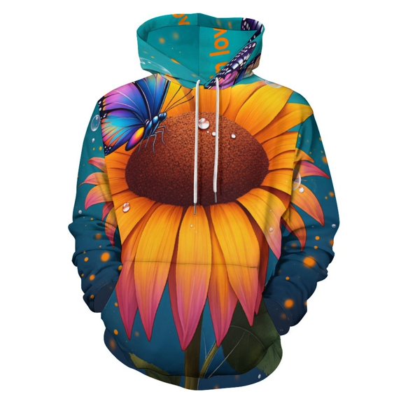 Butterfly Sunflower Love 3D Print Hoodie Men Women Autumn Thin Pullover Sweatshirt Vintage Streetwear Tops