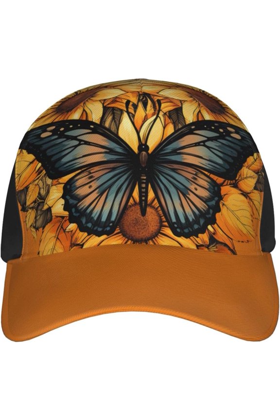 Butterfly & Sunflower Print Hat Unisex Classic Low Profile Adjustable Trucker Dad Hats