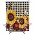 thumbnail image 1 of Butterfly Sunflower Shower Curtain Set with Hooks, Live Love Laugh Black Plaid Waterproof Fabric Bathroom Curtains Decor Home Accessories,72 X 84 Inch Extra Long, 1 of 9