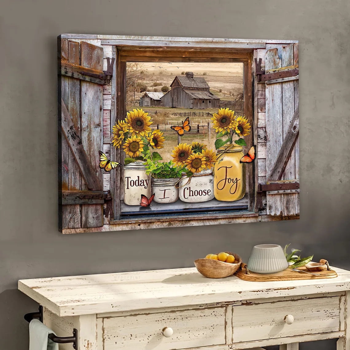 Butterfly Sunflower Wall Art Creative Wall Painting Decor Canvas Sunflower Wall Art for Bathroom Living Room Decoration Unframed 15.7x19.7inch By BOOBEAUTY