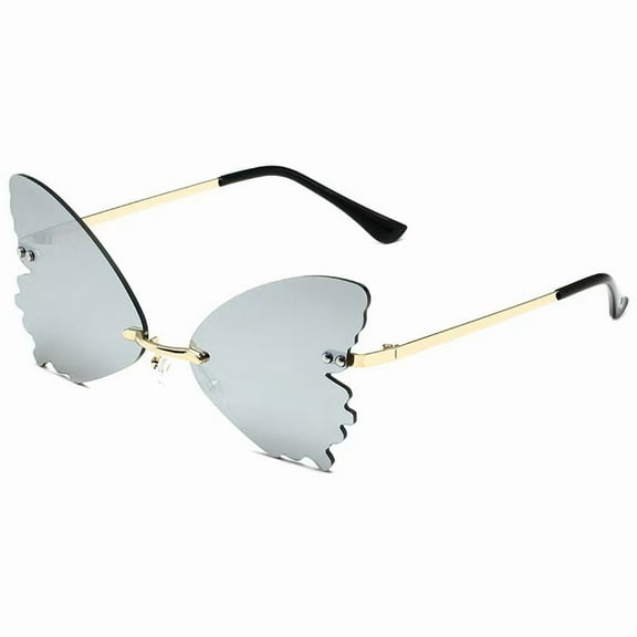 Butterfly Sunglasses for Women/Men Oversized Rimless Eyewear Luxury Trending Cat Eye Sun Glasses Streetwear UV400