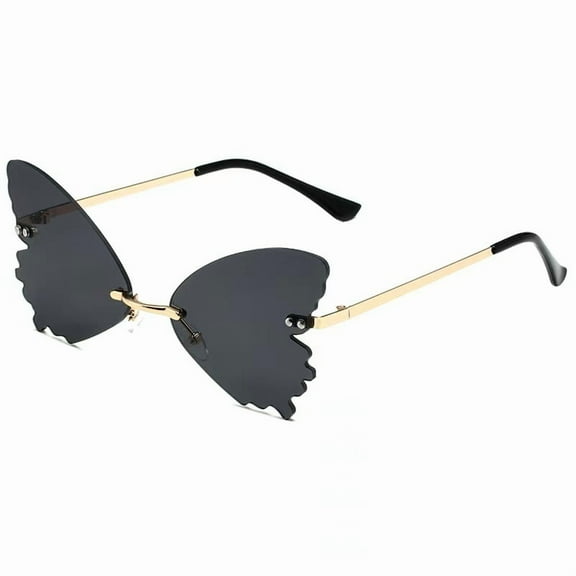 Butterfly Sunglasses for Women/Men Oversized Rimless Eyewear Luxury Trending Cat Eye Sun Glasses Streetwear UV400