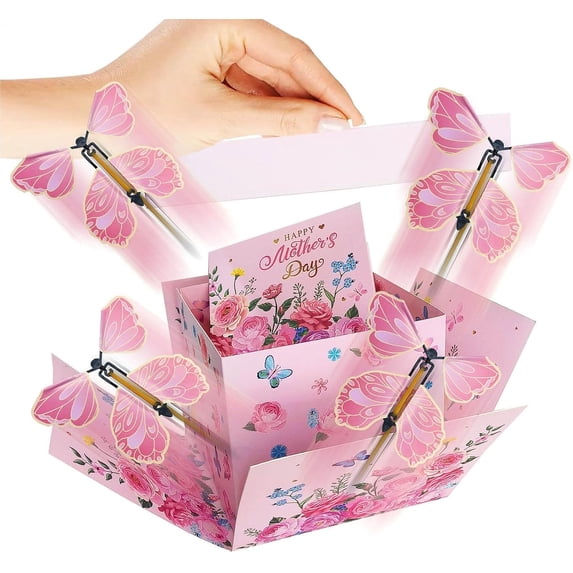 Butterfly Surprise Gift Box – Floral Style Appreciation Card Box with Flying Butterfly Design, Decorative Family Keepsake for Mom and Daily Celebration Use