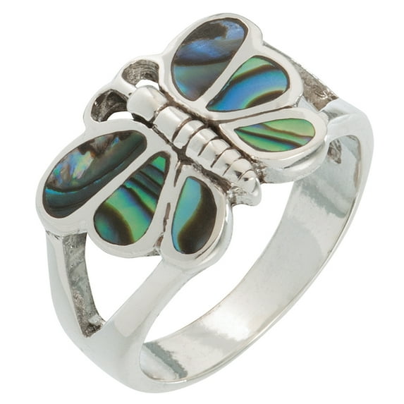 Butterfly Swirl Stone Sterling Silver Ring - 7