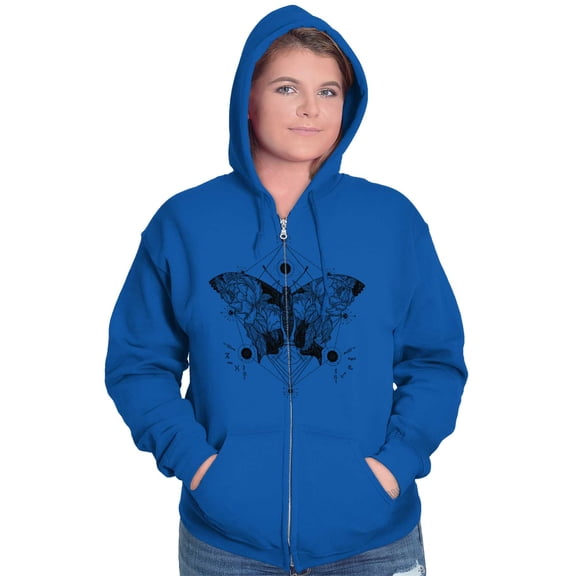 Butterfly Symbolism Spirit Animal Womens Plus Size Graphic Zipper Hoodie Brisco Brands 4X