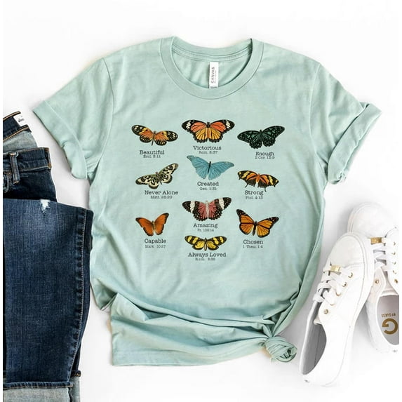 Butterfly T-shirt Entomology Shirt Nature Gift Gardening Top Lovers Tee Flower Lover Women's
